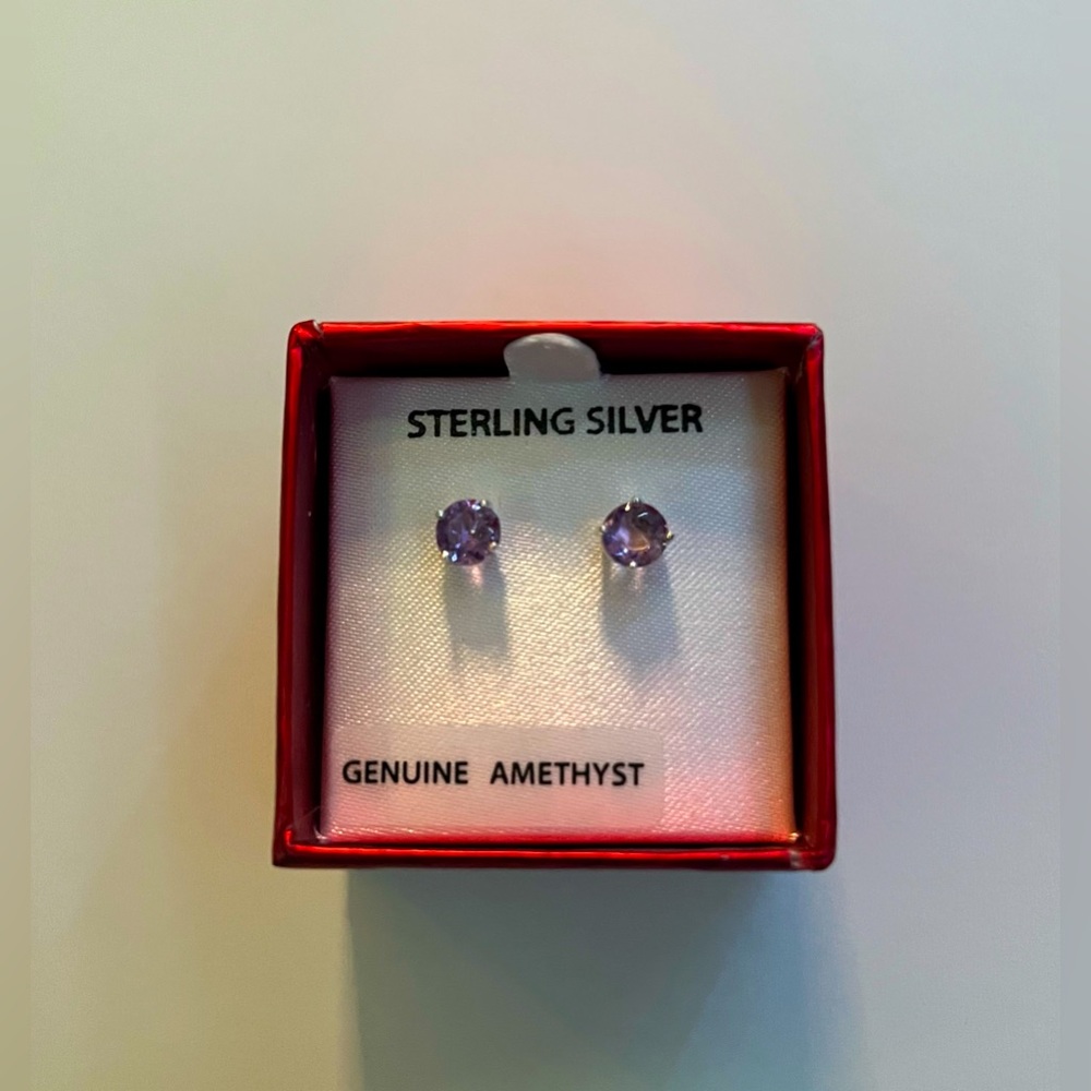 Ross+ Simons Genuine Amethyst 14k white gold studs